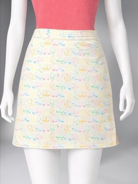 Cream Printed Mini Skirt with Pastel Shoes Motif